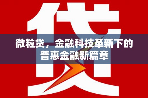 西安微粒贷，金融科技革新下的普惠金融新篇章