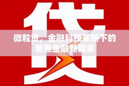 西安微粒贷，金融科技革新下的普惠金融新篇章