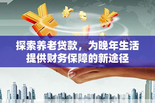 西安探索养老贷款，为晚年生活提供财务保障的新途径