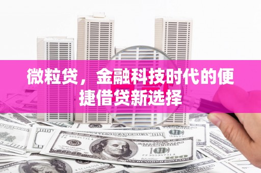 西安微粒贷，金融科技时代的便捷借贷新选择